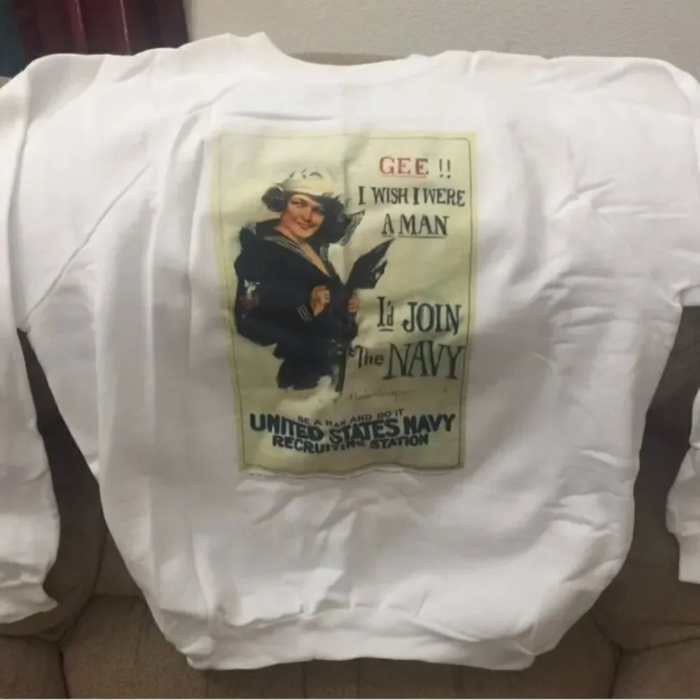 "Gee, I Wish I Were A Man, I'd Join The Navy" Vintage Men's Sweatshirt WW2